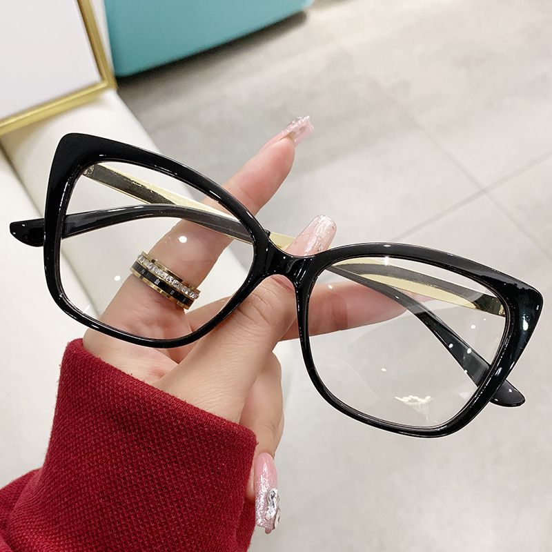 Fashion Accessories > Accessories > Women Accessories > Sunglasses & Eyewear Accessories > Sunglasses  Cat Eye Glasses Women  Color Blocking Design Blue Light Glasses  Trendy Eyewear Frame