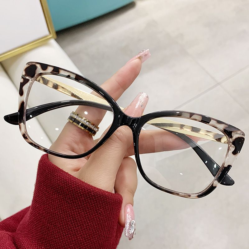 Fashion Accessories > Accessories > Women Accessories > Sunglasses & Eyewear Accessories > Sunglasses  Cat Eye Glasses Women  Color Blocking Design Blue Light Glasses  Trendy Eyewear Frame