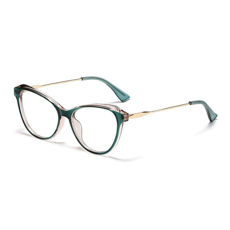 Fashion Accessories > Accessories > Women Accessories > Sunglasses & Eyewear Accessories > Sunglasses  European & American Retro Cat Eye Glasses Spring Hinge Blue Light Blocking Flat Lenses