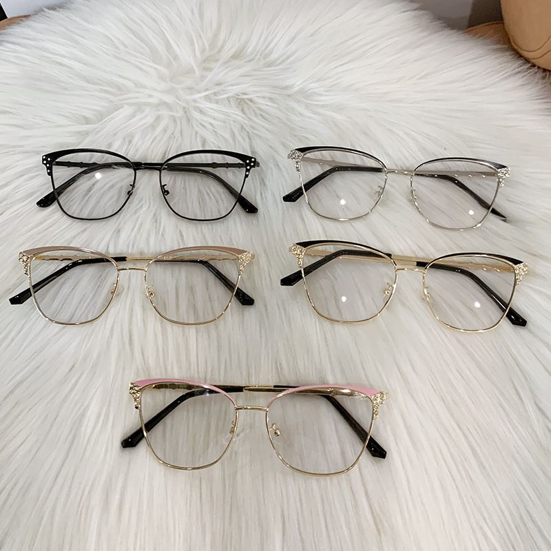 Fashion Accessories > Accessories > Women Accessories > Sunglasses & Eyewear Accessories > Sunglasses Glam Cat-Eye Glasses Women Rhinestone Frame & Blue Light Blocking Trendy Non-Prescription