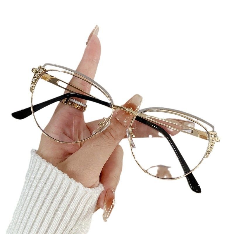 Women Accessories > Sunglasses & Eyewear Accessories > Sunglasses  NEW 2025 Hollow-Out Metal Glasses Vintage Blue Light Blocking Eyewear  Photochromic Lens Trendy Retro Frame | UV400 Protection