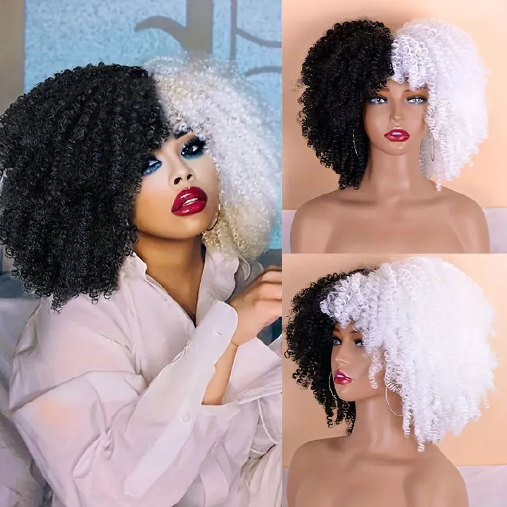 Health & Beauty > Hair > Wigs > Synthetic Wigs > Synthetic Lace Wigs Afro Kinky Curly Wig - Synthetic Heat Resistant Hairpiece for Women
