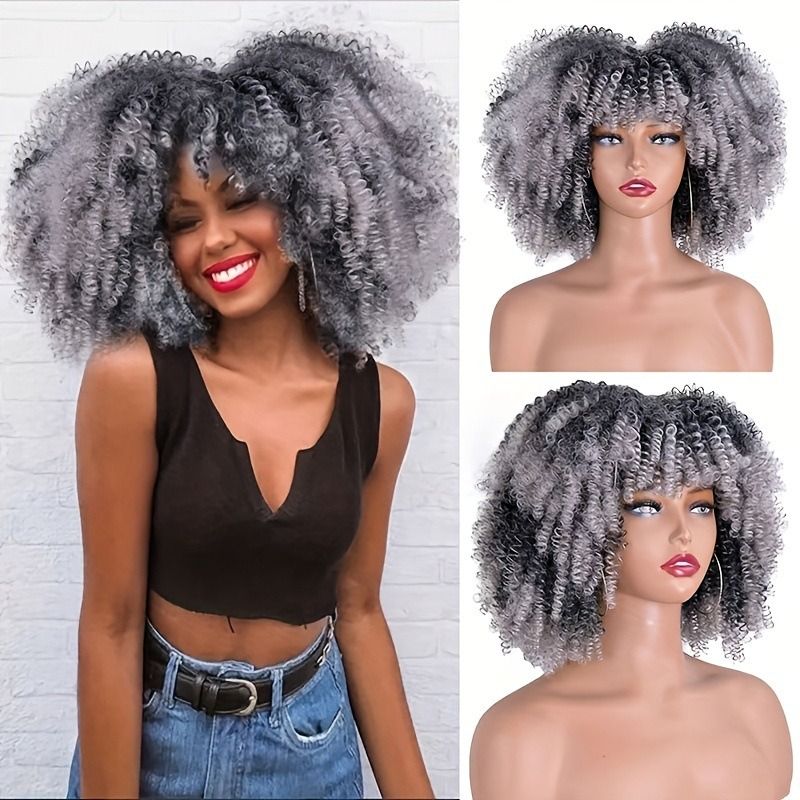 Health & Beauty > Hair > Wigs > Synthetic Wigs > Synthetic Lace Wigs Afro Kinky Curly Wig - Synthetic Heat Resistant Hairpiece for Women