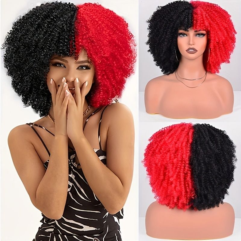 Health & Beauty > Hair > Wigs > Synthetic Wigs > Synthetic Lace Wigs Afro Kinky Curly Wig - Synthetic Heat Resistant Hairpiece for Women