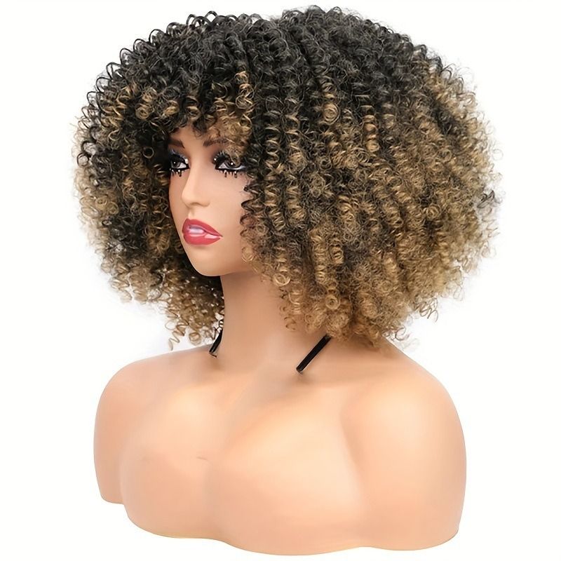 Health & Beauty > Hair > Wigs > Synthetic Wigs > Synthetic Lace Wigs Afro Kinky Curly Wig - Synthetic Heat Resistant Hairpiece for Women