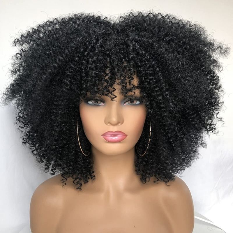 Health & Beauty > Hair > Wigs > Synthetic Wigs > Synthetic Lace Wigs Afro Kinky Curly Wig - Synthetic Heat Resistant Hairpiece for Women