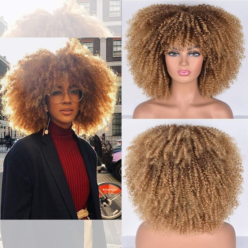 Health & Beauty > Hair > Wigs > Synthetic Wigs > Synthetic Lace Wigs Afro Kinky Curly Wig - Synthetic Heat Resistant Hairpiece for Women