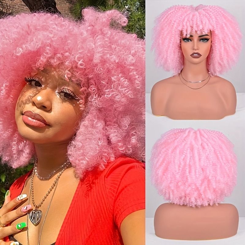Health & Beauty > Hair > Wigs > Synthetic Wigs > Synthetic Lace Wigs Afro Kinky Curly Wig - Synthetic Heat Resistant Hairpiece for Women