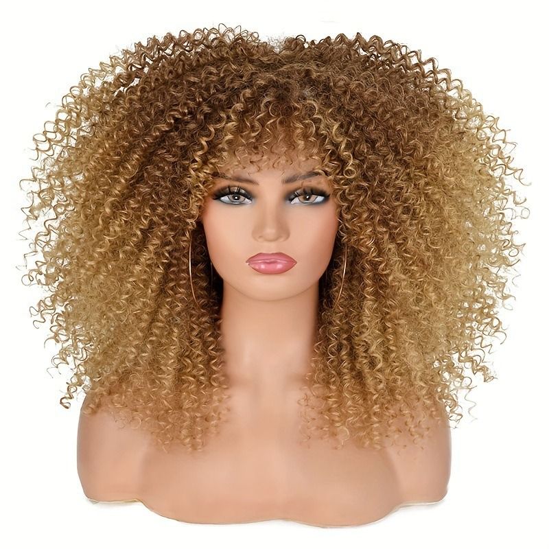 Health & Beauty > Hair > Wigs > Synthetic Wigs > Synthetic Lace Wigs Afro Kinky Curly Wig - Synthetic Heat Resistant Hairpiece for Women