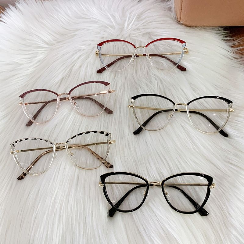 Fashion Accessories > Accessories > Women Accessories > Sunglasses Flat-light Glasses Cat Eye Glasses Frame Trendy European and American Color Change Anti-blue Light Glasses Color Change Glasses