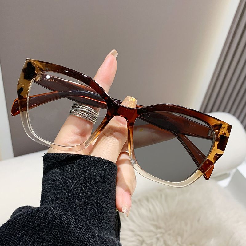 Women Accessories > Sunglasses & Eyewear Accessories > Sunglasses  New Non-faced Large Frame Color Change Anti-blue Light Glasses Cat Eye Glasses Frame Personalized Polygon Glasses Frame