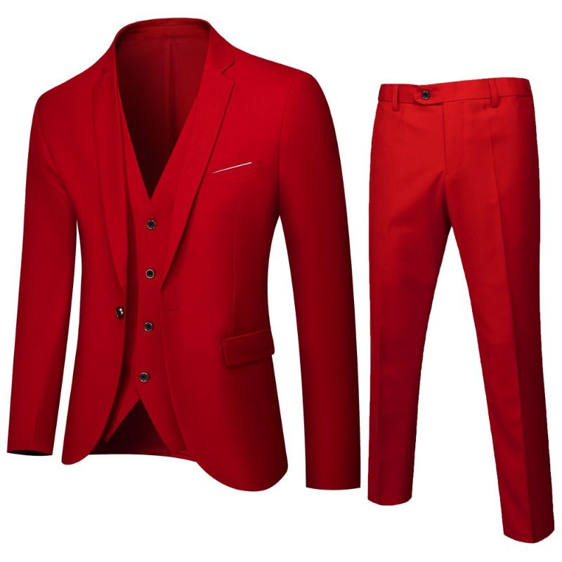 Clothes > Men's Clothing > Clothing Sets > Two-Piece Outfits New Korean Slim Men's Suit Suit, Business Formal Suit Three-piece Set, Groom Wedding Dress/professional Suit Black
