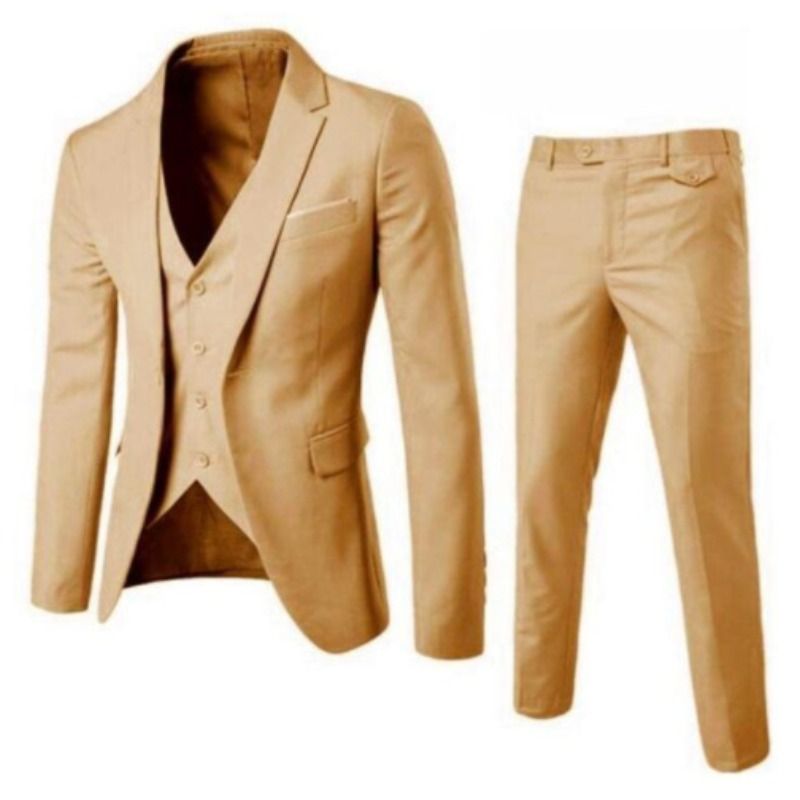 Clothes > Men's Clothing > Clothing Sets > Two-Piece Outfits New Korean Slim Men's Suit Suit, Business Formal Suit Three-piece Set, Groom Wedding Dress/professional Suit Black