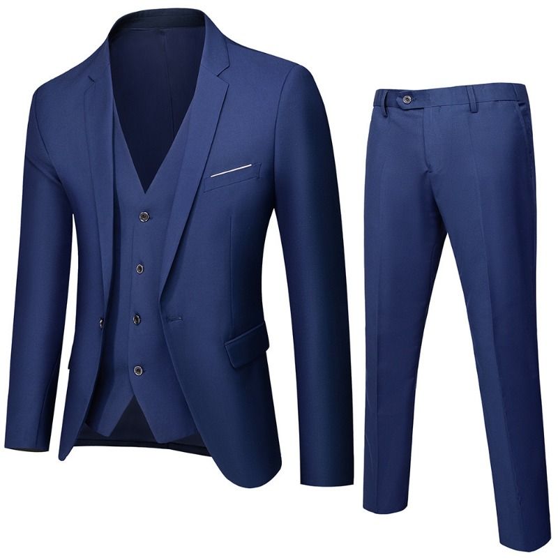 Clothes > Men's Clothing > Clothing Sets > Two-Piece Outfits New Korean Slim Men's Suit Suit, Business Formal Suit Three-piece Set, Groom Wedding Dress/professional Suit Black