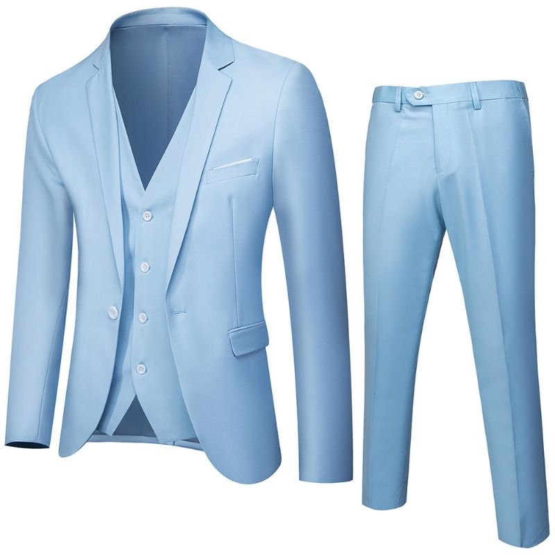Clothes > Men's Clothing > Clothing Sets > Two-Piece Outfits New Korean Slim Men's Suit Suit, Business Formal Suit Three-piece Set, Groom Wedding Dress/professional Suit Black