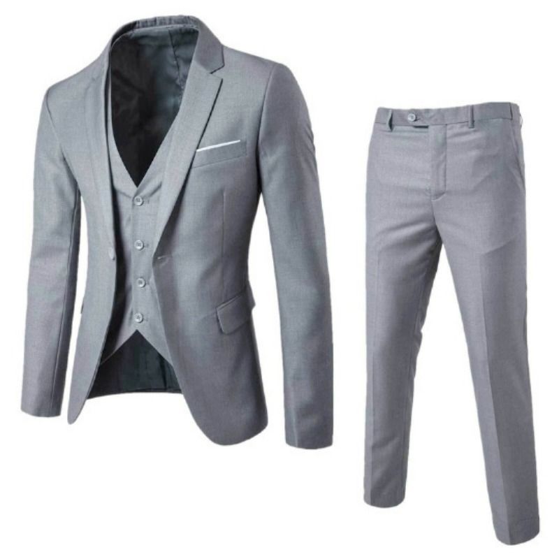 Clothes > Men's Clothing > Clothing Sets > Two-Piece Outfits New Korean Slim Men's Suit Suit, Business Formal Suit Three-piece Set, Groom Wedding Dress/professional Suit Black