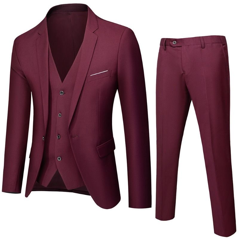 Clothes > Men's Clothing > Clothing Sets > Two-Piece Outfits New Korean Slim Men's Suit Suit, Business Formal Suit Three-piece Set, Groom Wedding Dress/professional Suit Black