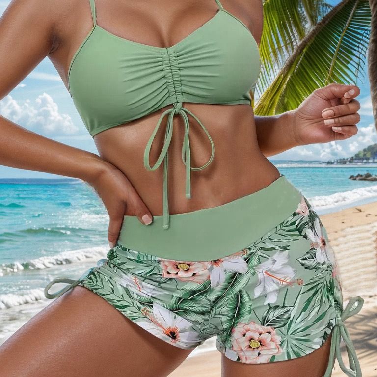 Clothes > Women's Clothing > Swimwear > Bikinis European and American New Split Two-piece Bikini Large-size Bikini Swimsuit for Women