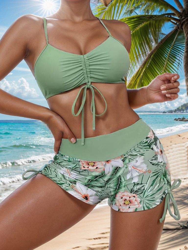 Clothes > Women's Clothing > Swimwear > Bikinis European and American New Split Two-piece Bikini Large-size Bikini Swimsuit for Women
