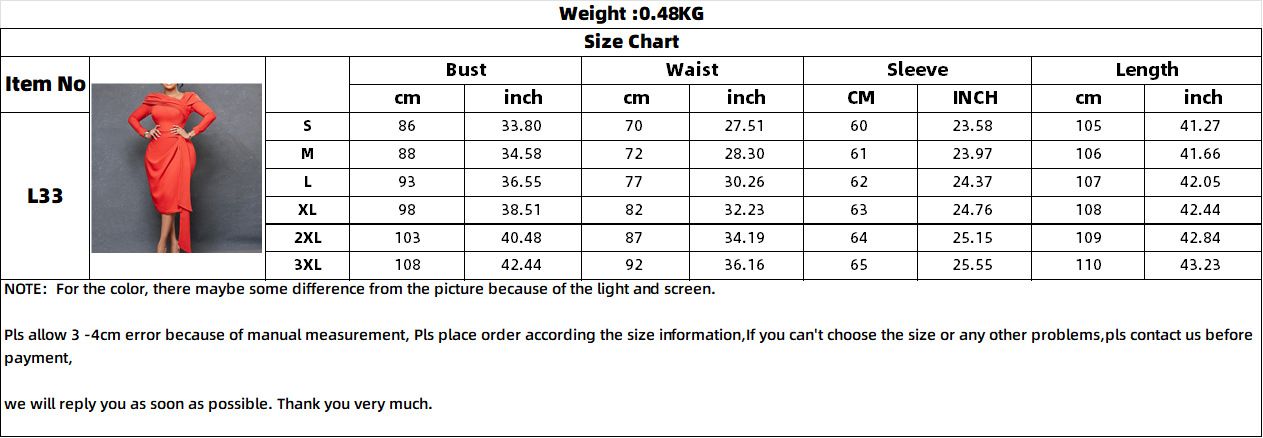 Clothes > Women's Clothing > Dresses  New European and American women's solid color long-sleeved oblique collar pleated pencil skirt dress