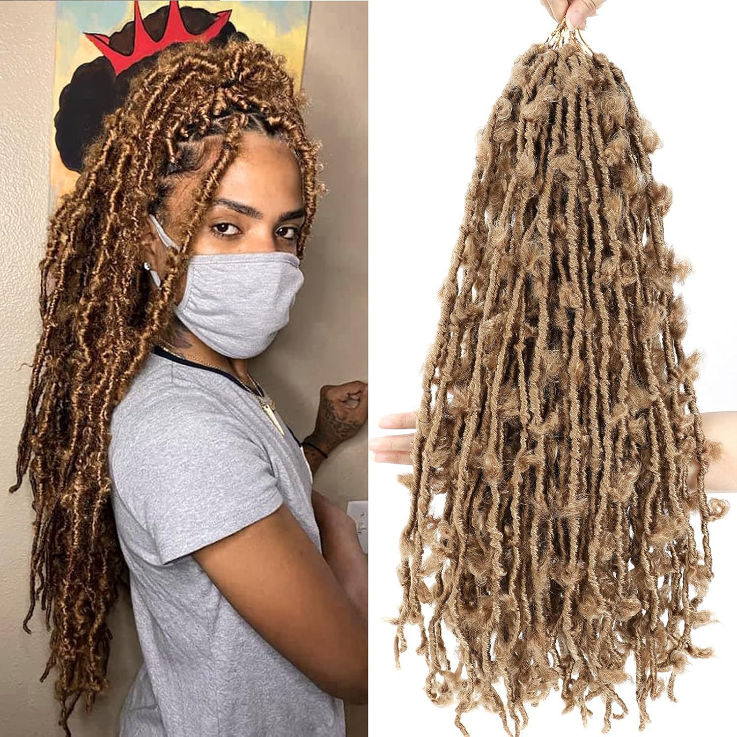 24 Inches Butterfly Locs Crochet Hair Goddess Butterfly Wig 12 Braids