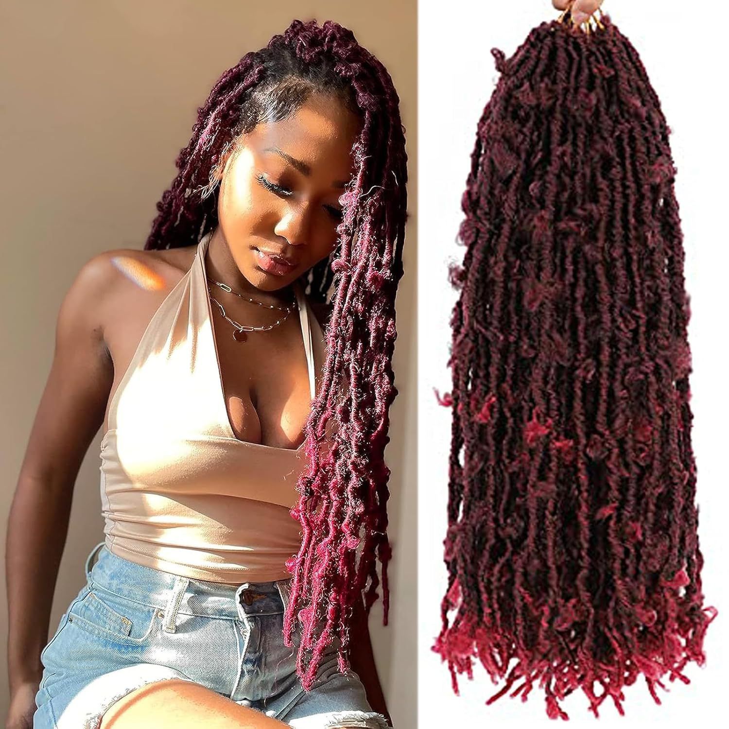24 Inches Butterfly Locs Crochet Hair Goddess Butterfly Wig 12 Braids