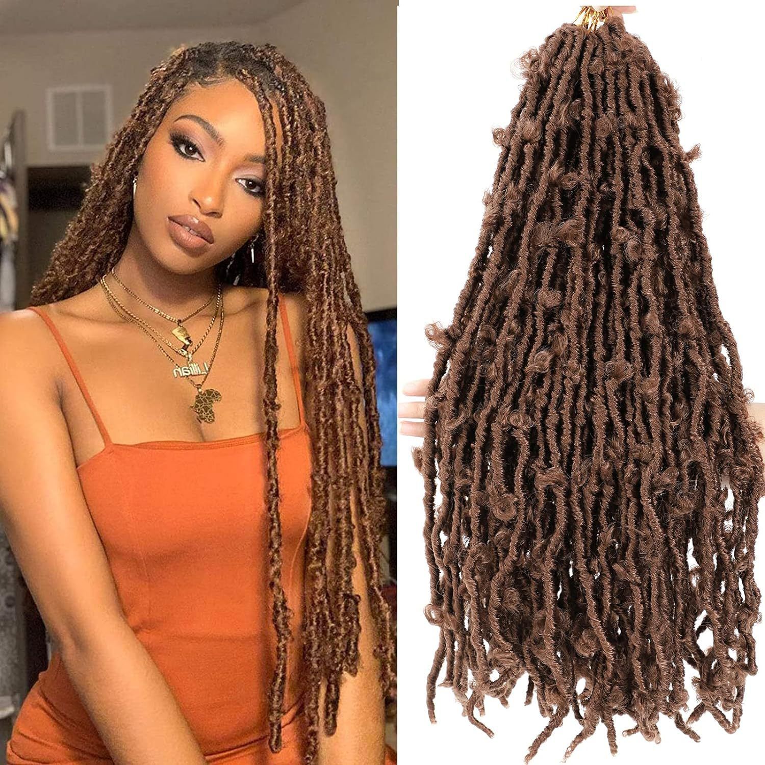 24 Inches Butterfly Locs Crochet Hair Goddess Butterfly Wig 12 Braids