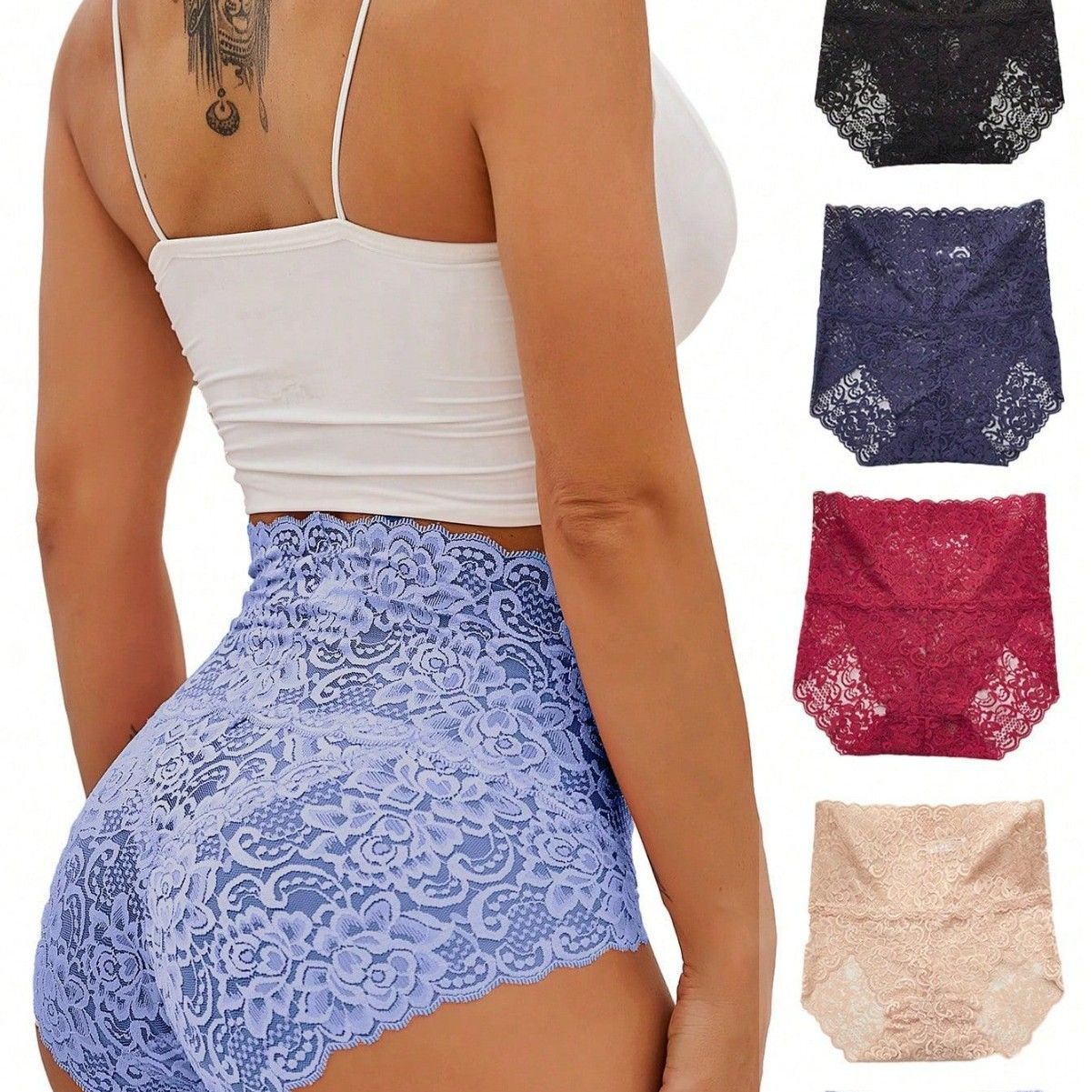 Clothes > Women's Clothing > Bottoms > Shorts  Sexy high-waisted underwear for women thin hollow lace shorts shorts slim splicing suit