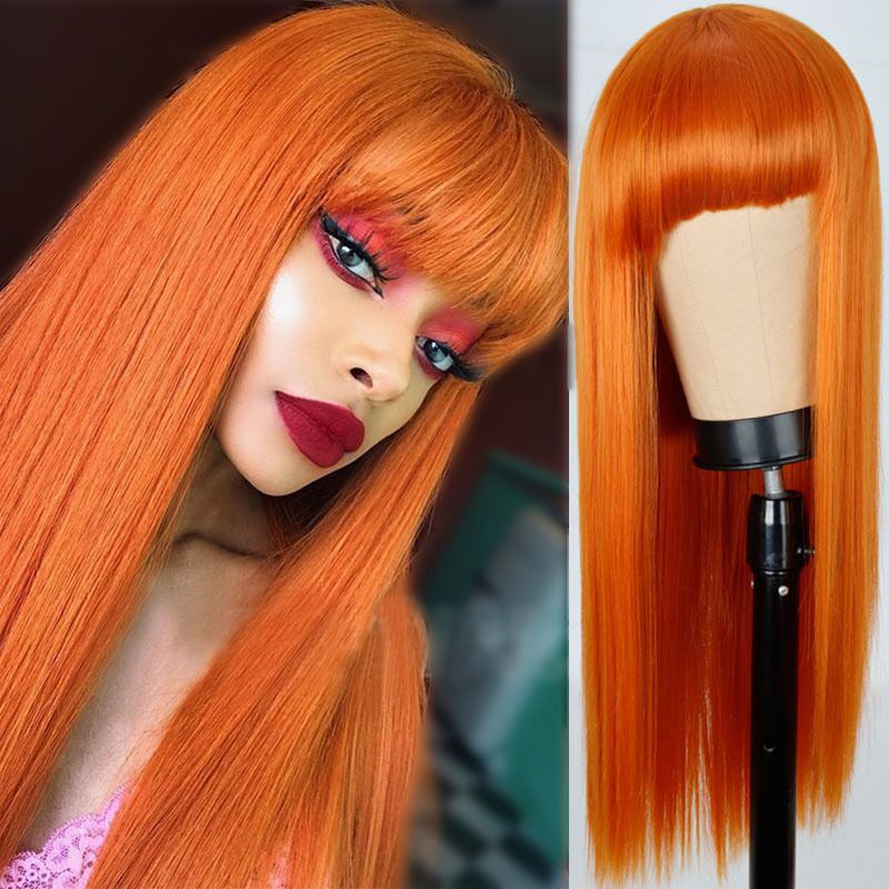 70CM Orange Wig Women's Long Straight Hair European and American Dyed Long Hair Chemical Fiber Head Cover Health & Beauty > Hair > Wigs