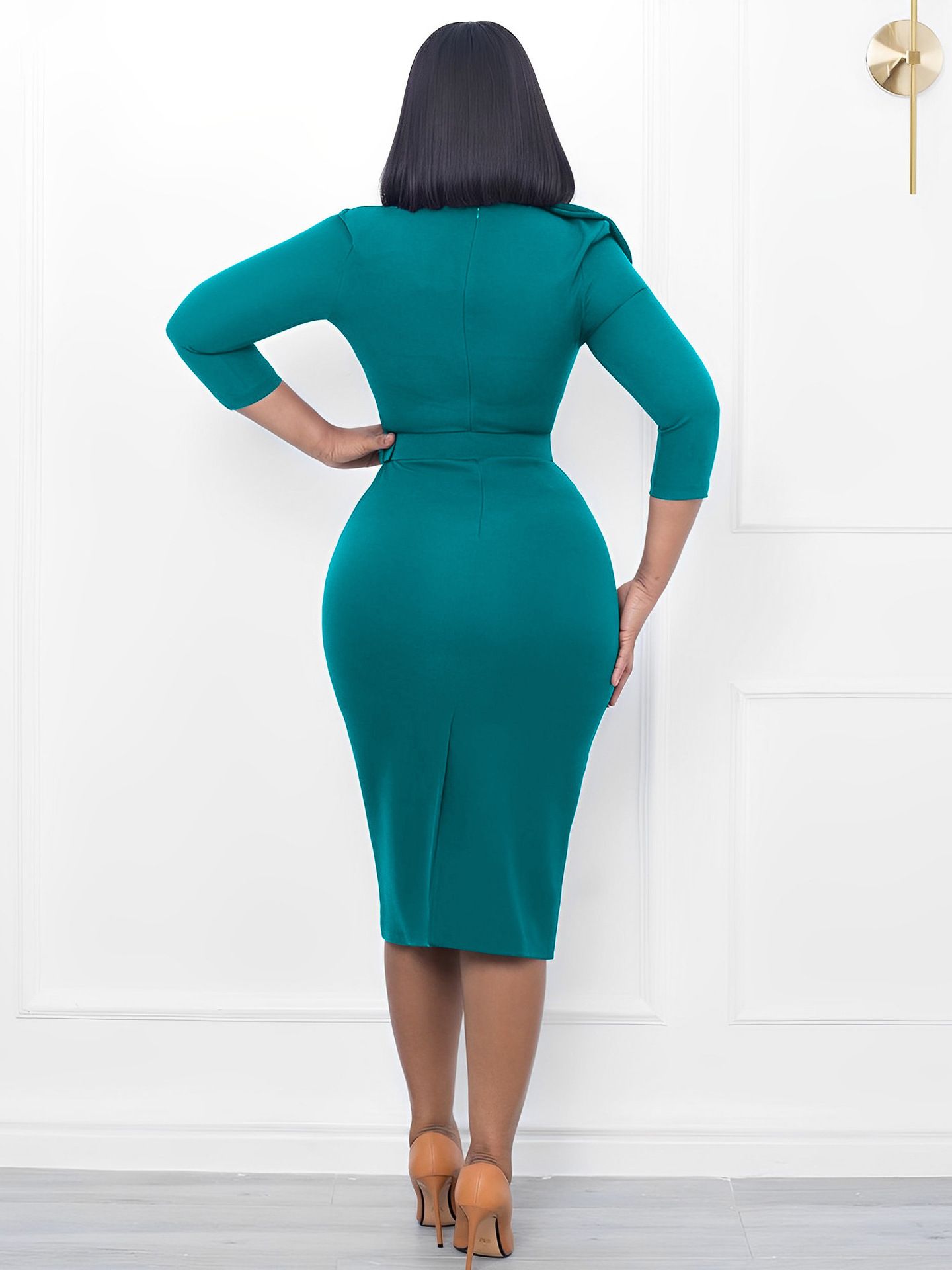 Clothes > Women's Clothing > Dresses African Women's Dress with Large Size Elegant Temperament Double-layer Collar Nail BeadsVCollar Wrap Skirt European and American Dress