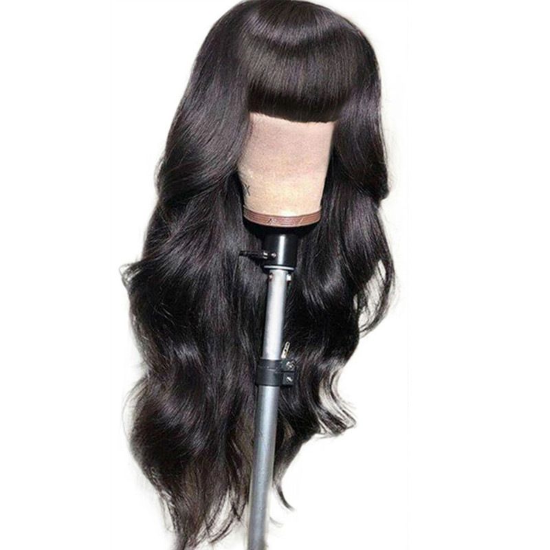 Health & Beauty > Hair > Wigs > Synthetic Wigs > Synthetic Lace Wigs New wig women with bangs, big wavy head shape, long curly hair, chemical fiber full head cover