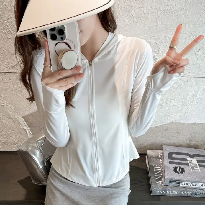 Women's  Jackets & Coats  2025 summer new slim sun protection clothes for women - UV-proof ice silk thin coat - Outdoor yoga sports sun protection clothes - Breathable and quick-drying skin clothes