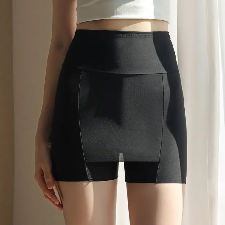 Women's Shorts > Bottoms > Women's high waist, belly-closing and anti-exposure leggings - summer trace-free hip lifting safety pants - anti-curl anti-static inner pants - thin ice silk outer shorts