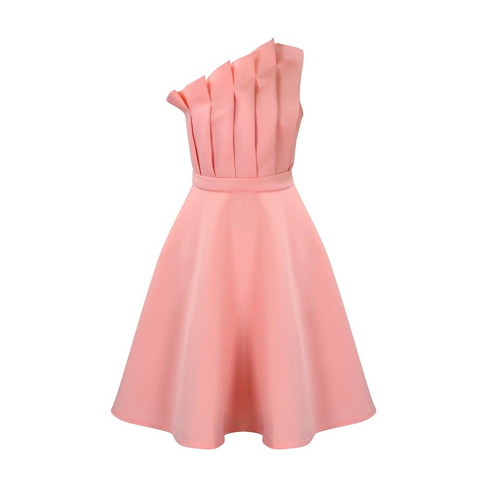 Clothes > Women's Clothing > Dresses 2025 large-size evening dress for women - diagonal collar three-dimensional wrinkled high-waist dress - popular banquet skirt - sexy slim hosting dress