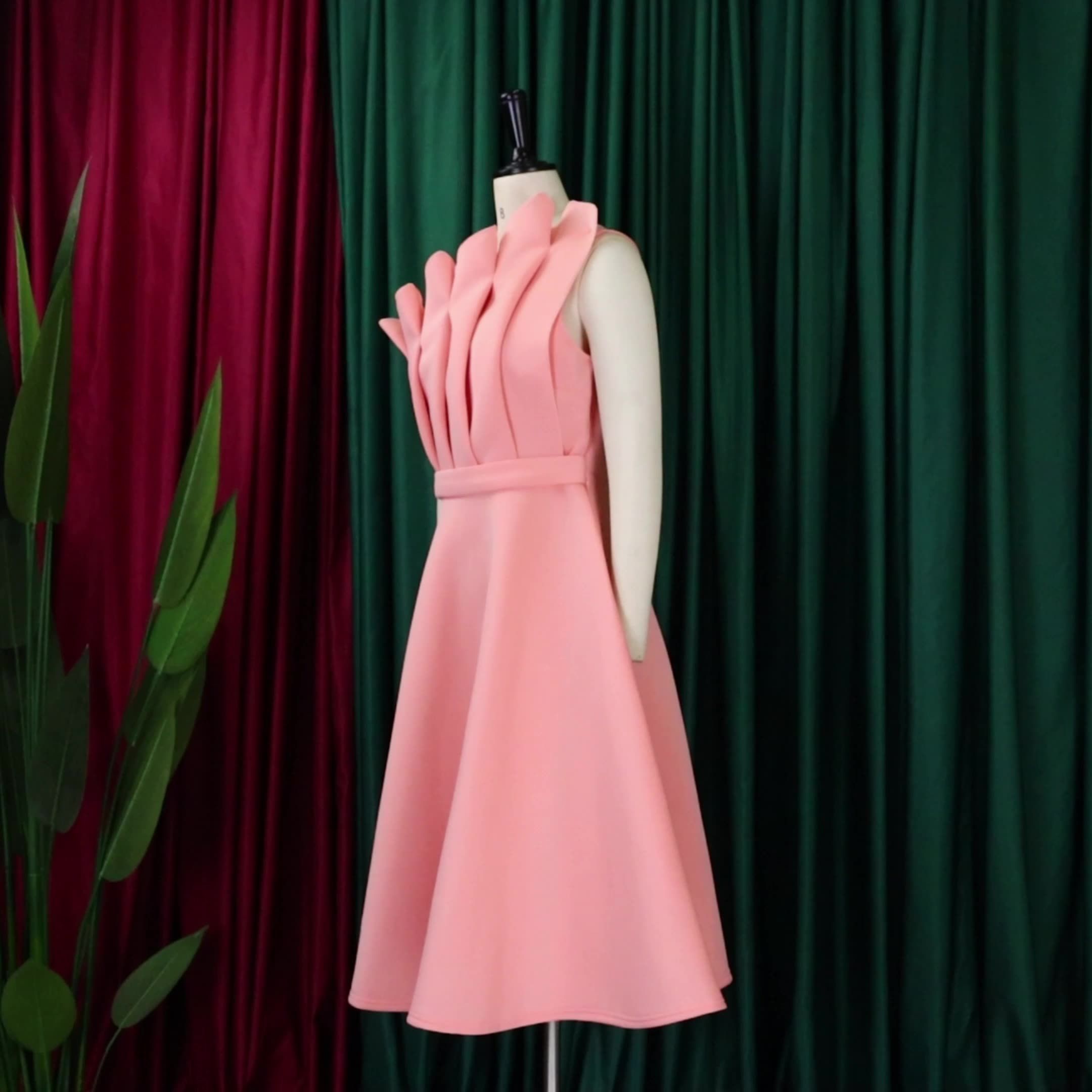 Clothes > Women's Clothing > Dresses 2025 large-size evening dress for women - diagonal collar three-dimensional wrinkled high-waist dress - popular banquet skirt - sexy slim hosting dress