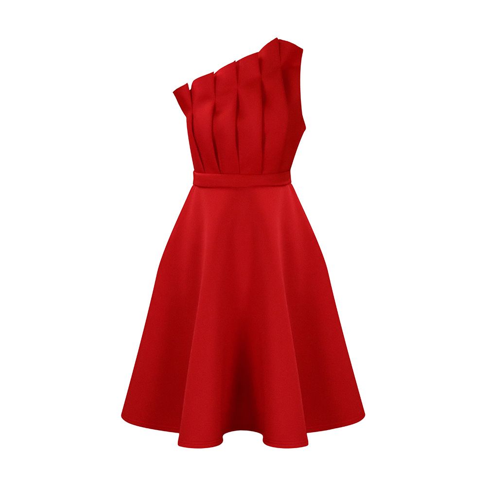 Clothes > Women's Clothing > Dresses 2025 large-size evening dress for women - diagonal collar three-dimensional wrinkled high-waist dress - popular banquet skirt - sexy slim hosting dress
