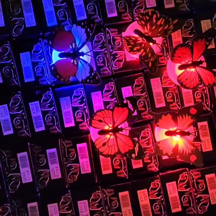 Toys & Games > Arts & Crafts > Stickers 10Pcs/Set 3D single-layer three-dimensional butterfly wall stickers LED luminous butterfly glowing night light bedside light Christmas scene decoration