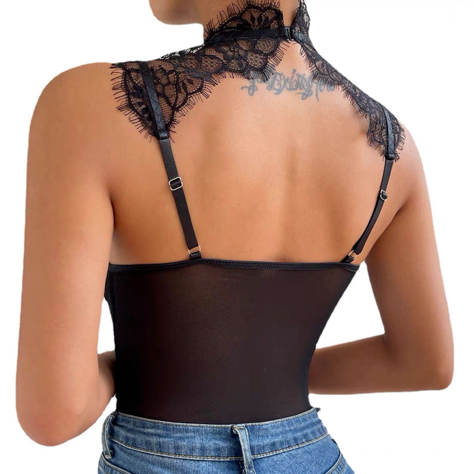 Clothes > Women's Clothing > Dresses Summer fashion sexy wild round neck lace lace breast cotton hot girl style jumpsuit