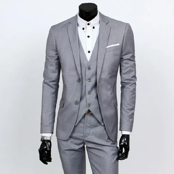 Clothes > Men's Clothing Sets Groom Suit Men'S Three-Piece Set - British Style Slim Wedding Dress - Business Casual Suit Tops/Pants/Vls - Summer Breathable Wedding Formal Wear