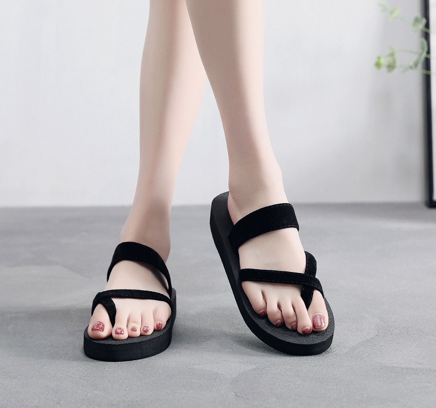 Shoes > Women's Shoes > Slippers > Flip-Flops  Sandals women's flip flops women's sandals women's non-slip sponge cake thick-soled beach shoes