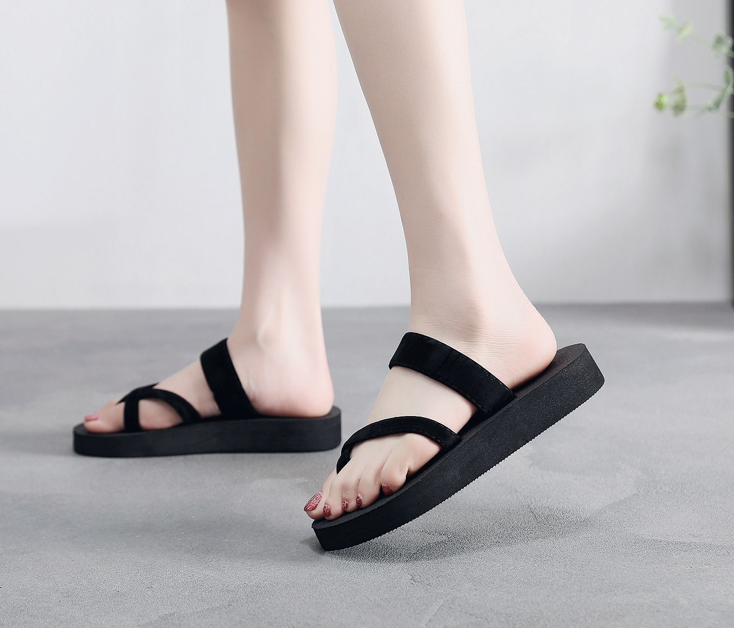 Shoes > Women's Shoes > Slippers > Flip-Flops  Sandals women's flip flops women's sandals women's non-slip sponge cake thick-soled beach shoes