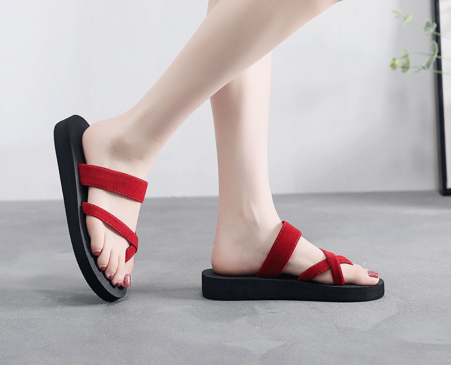 Shoes > Women's Shoes > Slippers > Flip-Flops  Sandals women's flip flops women's sandals women's non-slip sponge cake thick-soled beach shoes
