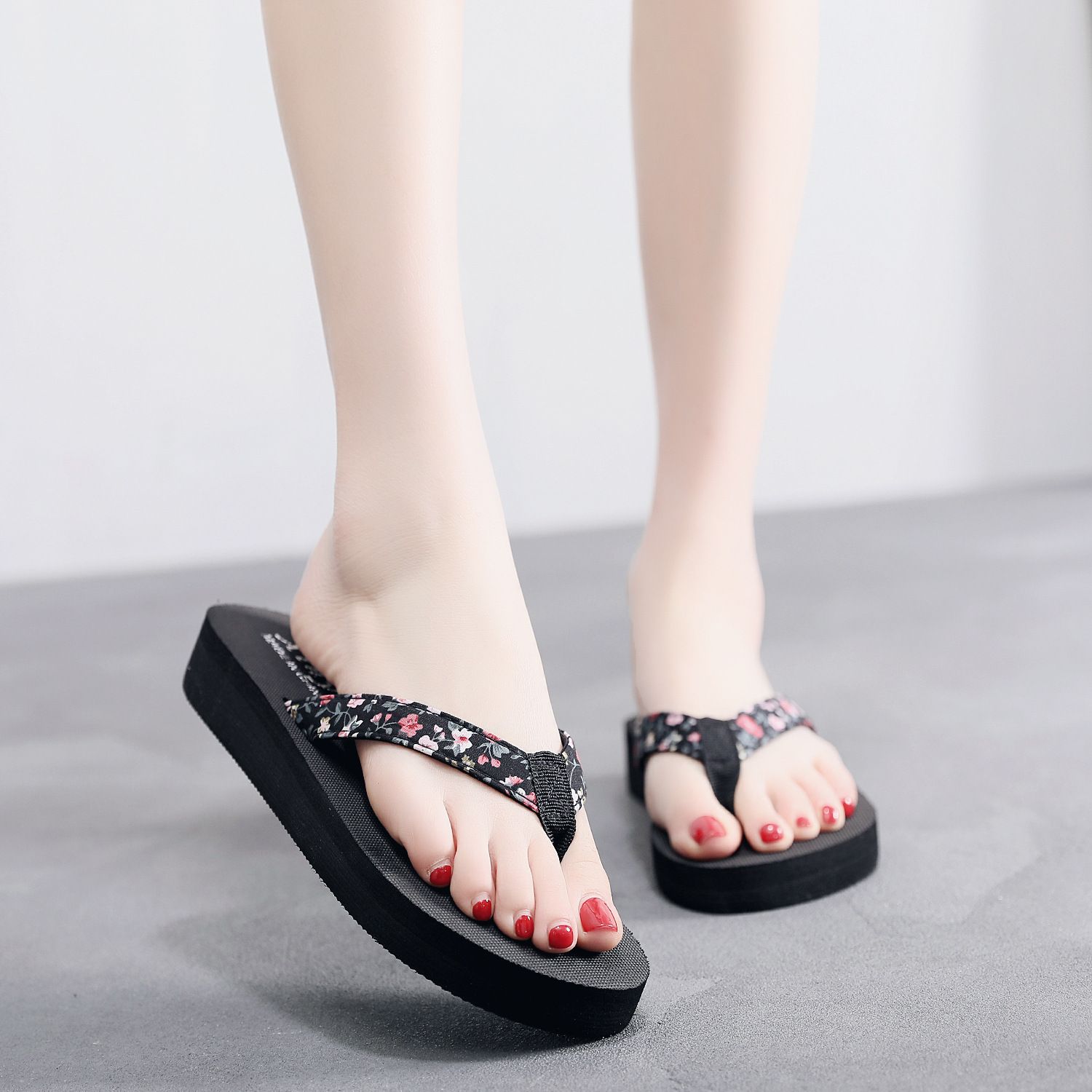 Shoes > Women's Shoes > Slippers > Flip-Flops  Sandals women's flip flops women's sandals women's non-slip sponge cake thick-soled beach shoes