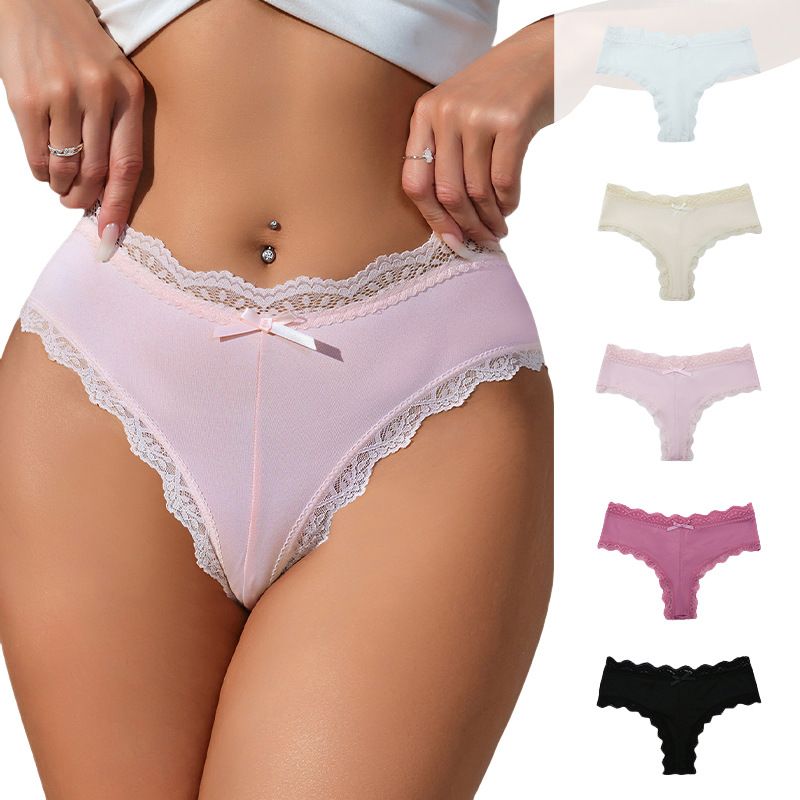 Lace underwear female mid-waist comfortable high elastic pure cotton crotch large size breathable women's briefs Clothes > Women's Clothing > Bottoms > Shorts