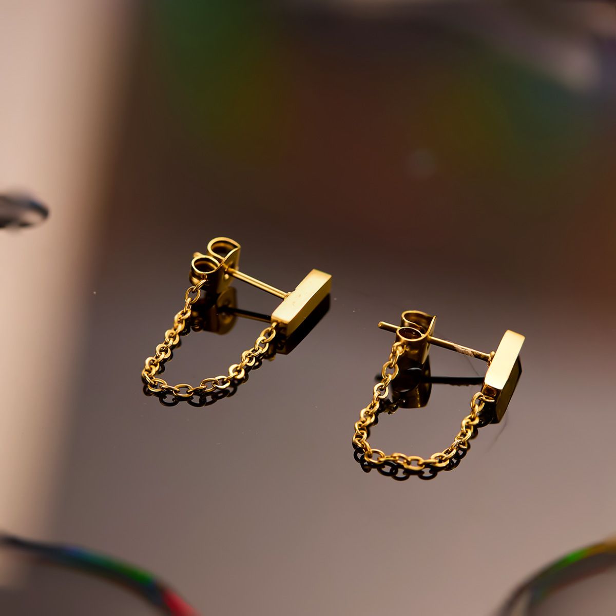 Fashion Accessories > Jewelry > Women Jewelry > Earrings  Stud French Clear Green Water Drop Blue Marine Necklace Clavicle Chain Personalized Titanium Steel Gold-plated Snake Bone Necklace