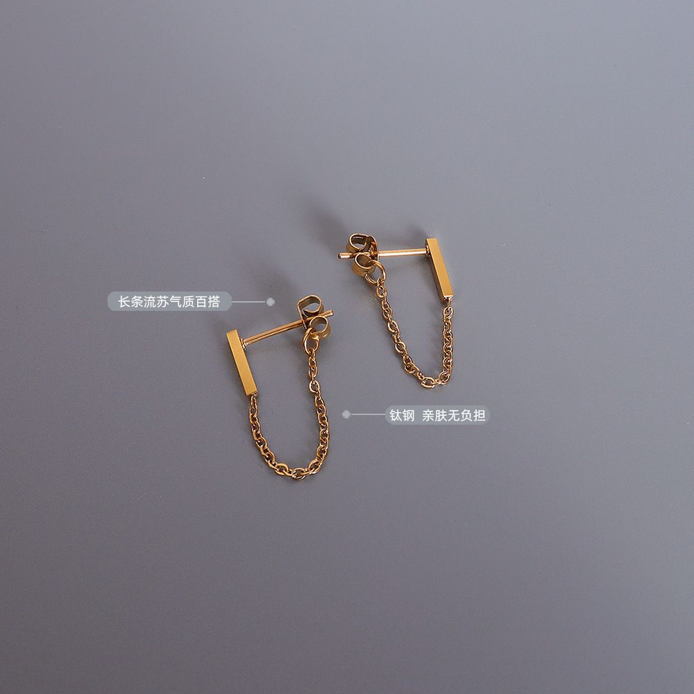 Fashion Accessories > Jewelry > Women Jewelry > Earrings  Stud French Clear Green Water Drop Blue Marine Necklace Clavicle Chain Personalized Titanium Steel Gold-plated Snake Bone Necklace