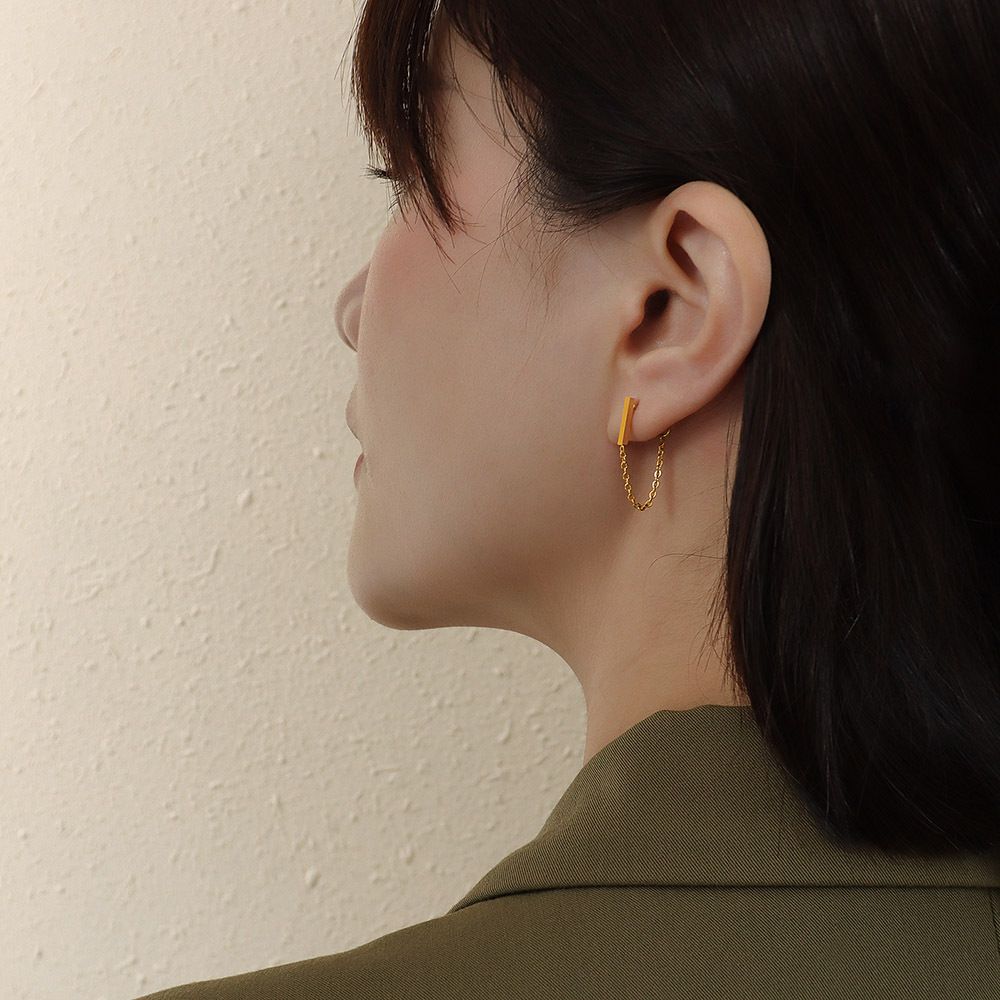 Fashion Accessories > Jewelry > Women Jewelry > Earrings  Stud French Clear Green Water Drop Blue Marine Necklace Clavicle Chain Personalized Titanium Steel Gold-plated Snake Bone Necklace