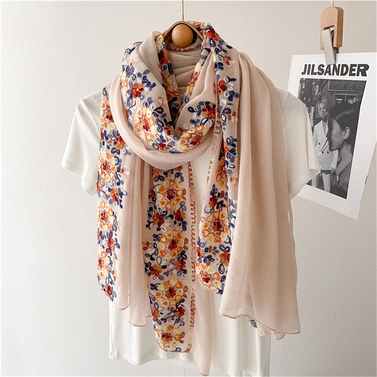 Fashion Accessories > Accessories > Women Accessories > Scarves > Fashion Scarves Ethnic style cotton linen scarf for women in summer shawl travel sun protection beach towel big silk scarf gauze scarf