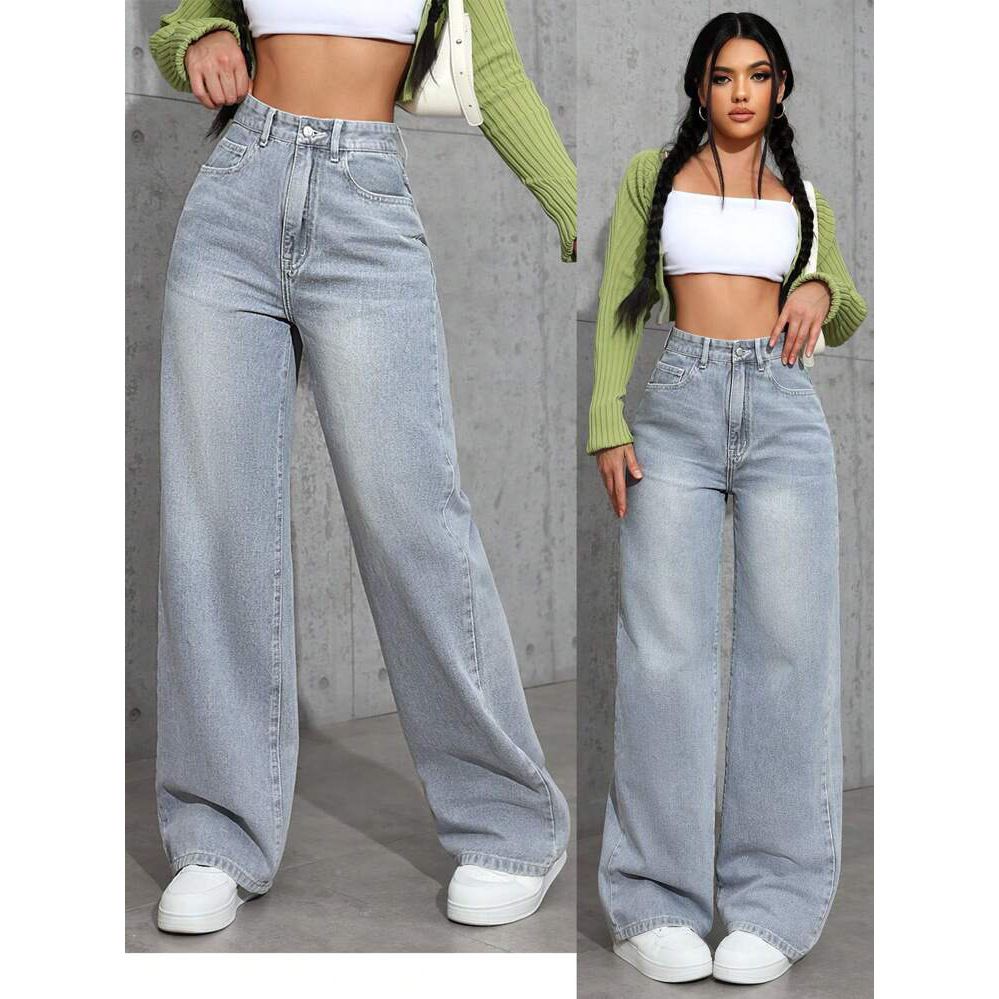 Clothes > Women's Clothing > Bottoms > Pants Retro old jeans new summer loose casual straight-leg fashion trendy wide-leg trousers