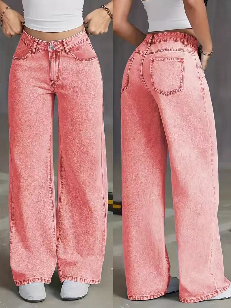 Clothes > Women's Clothing > Bottoms > Pants Retro old jeans new summer loose casual straight-leg fashion trendy wide-leg trousers